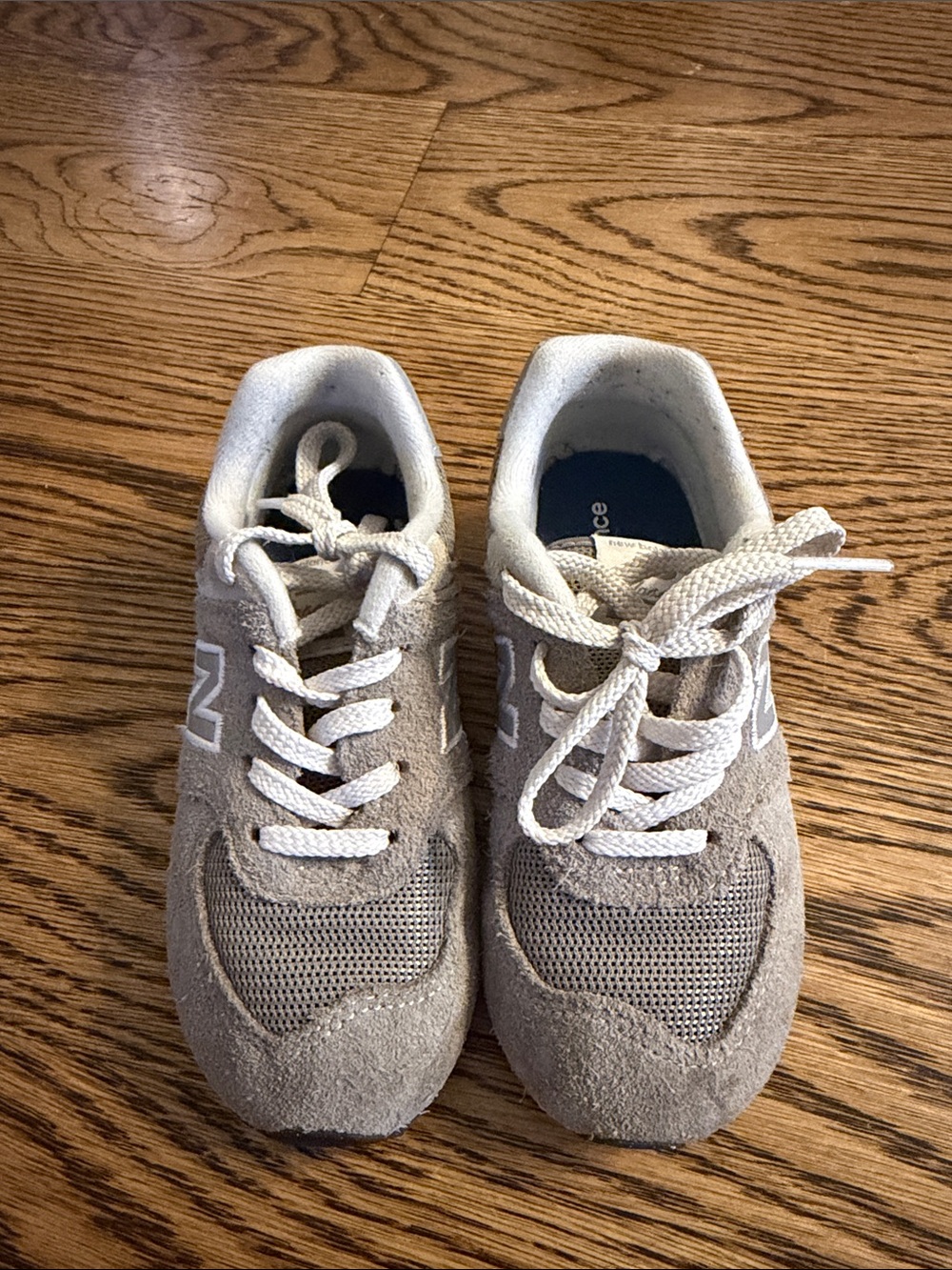 New Balance Kids Light Gray Suede & Mesh Sneakers